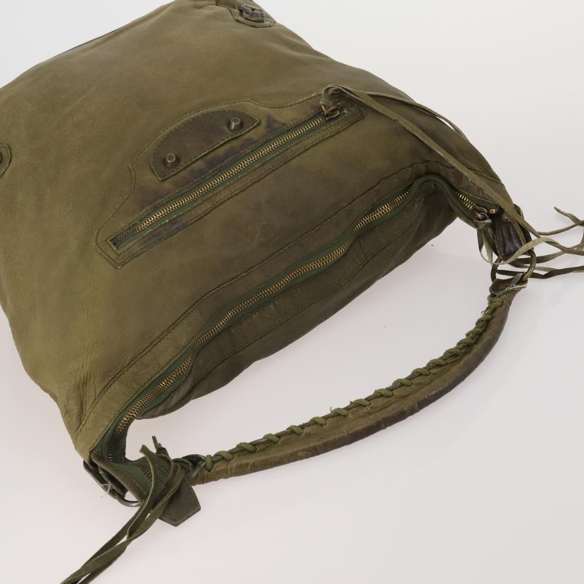 BALENCIAGA The Day Shoulder Bag Leather Khaki 140442 Auth 198360