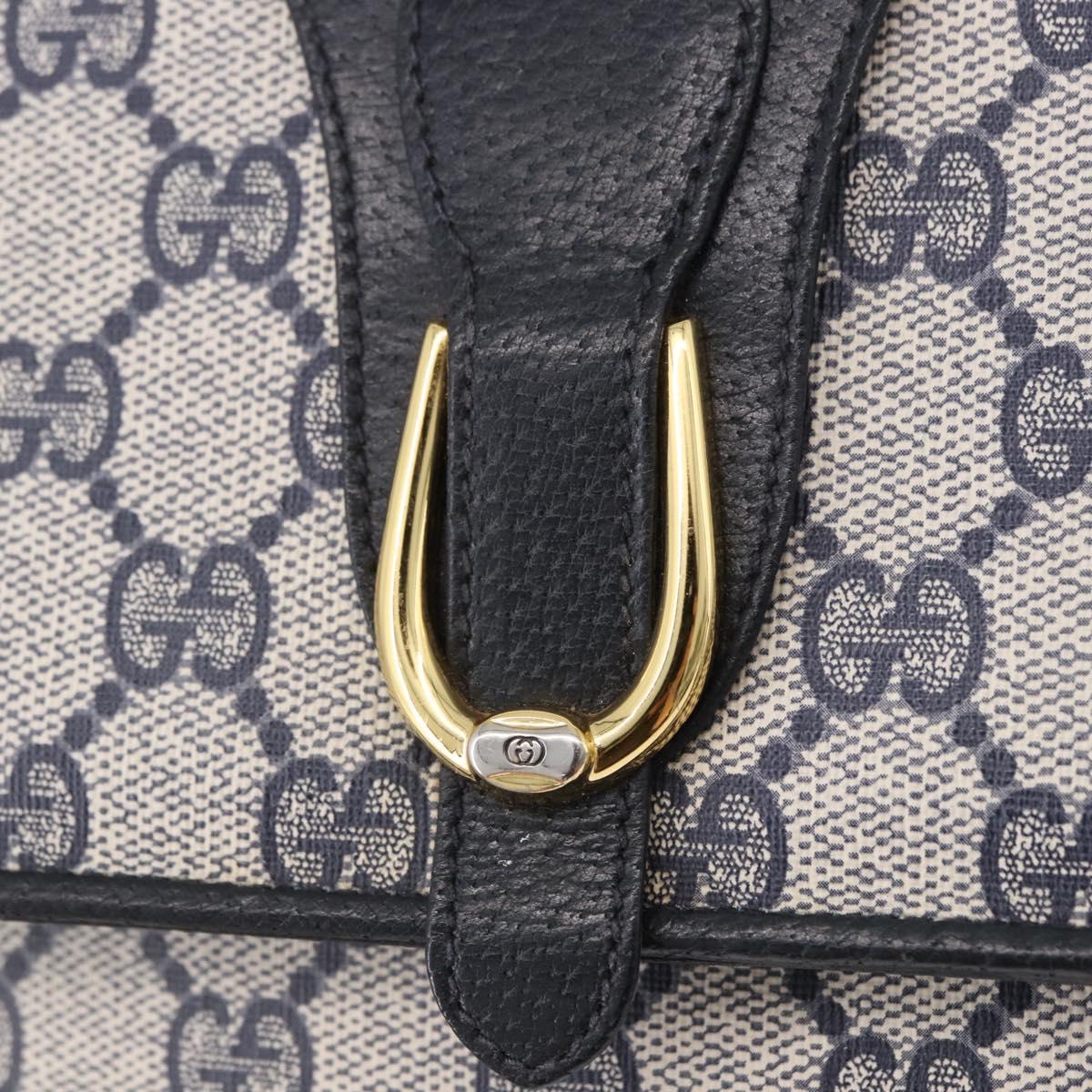 GUCCI GG Supreme Shoulder Bag PVC Leather Navy Gold Tone 904 02 050 Auth 198361