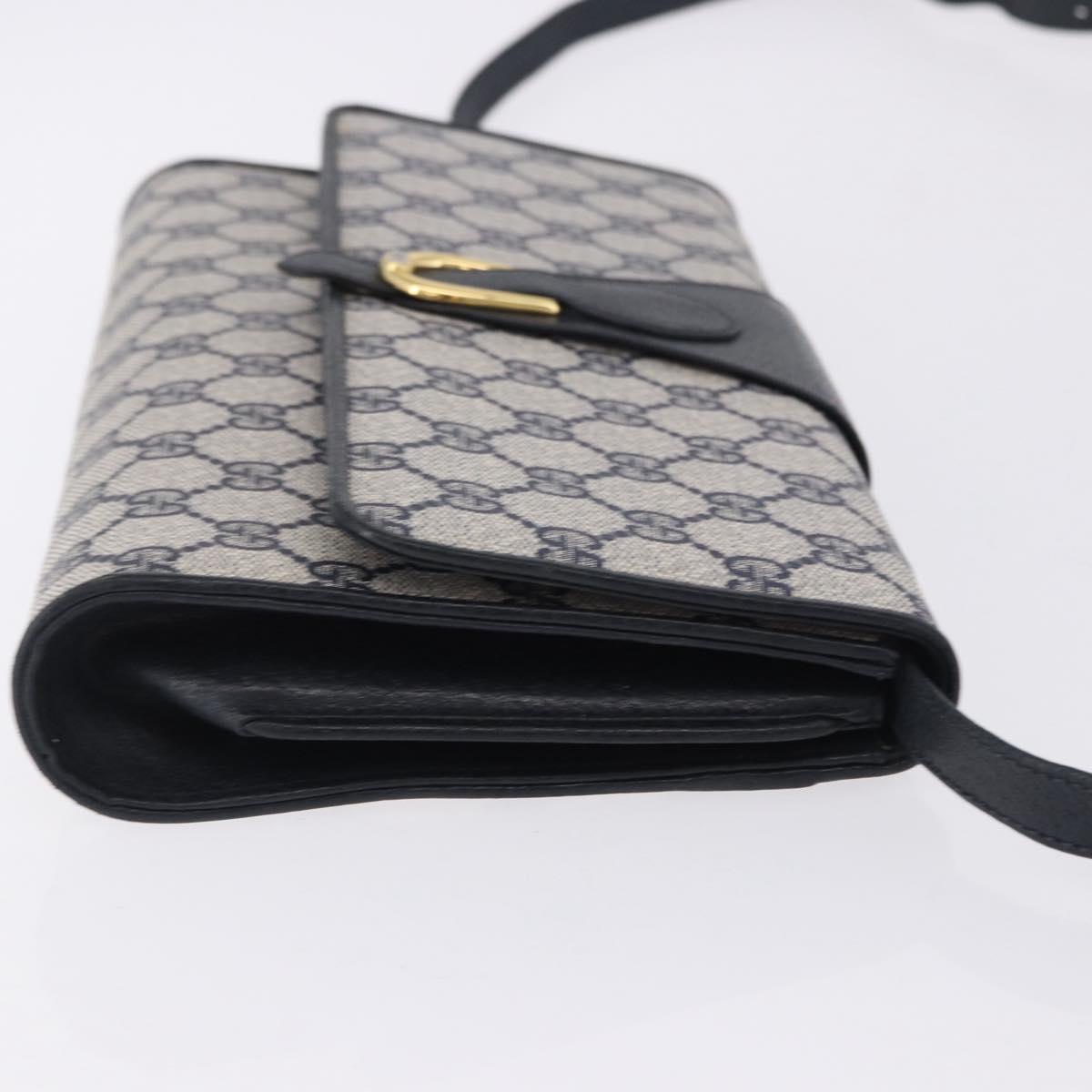 GUCCI GG Supreme Shoulder Bag PVC Leather Navy Gold Tone 904 02 050 Auth 198361