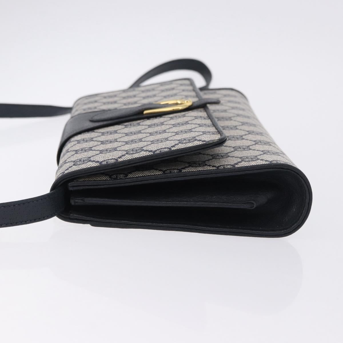 GUCCI GG Supreme Shoulder Bag PVC Leather Navy Gold Tone 904 02 050 Auth 198361