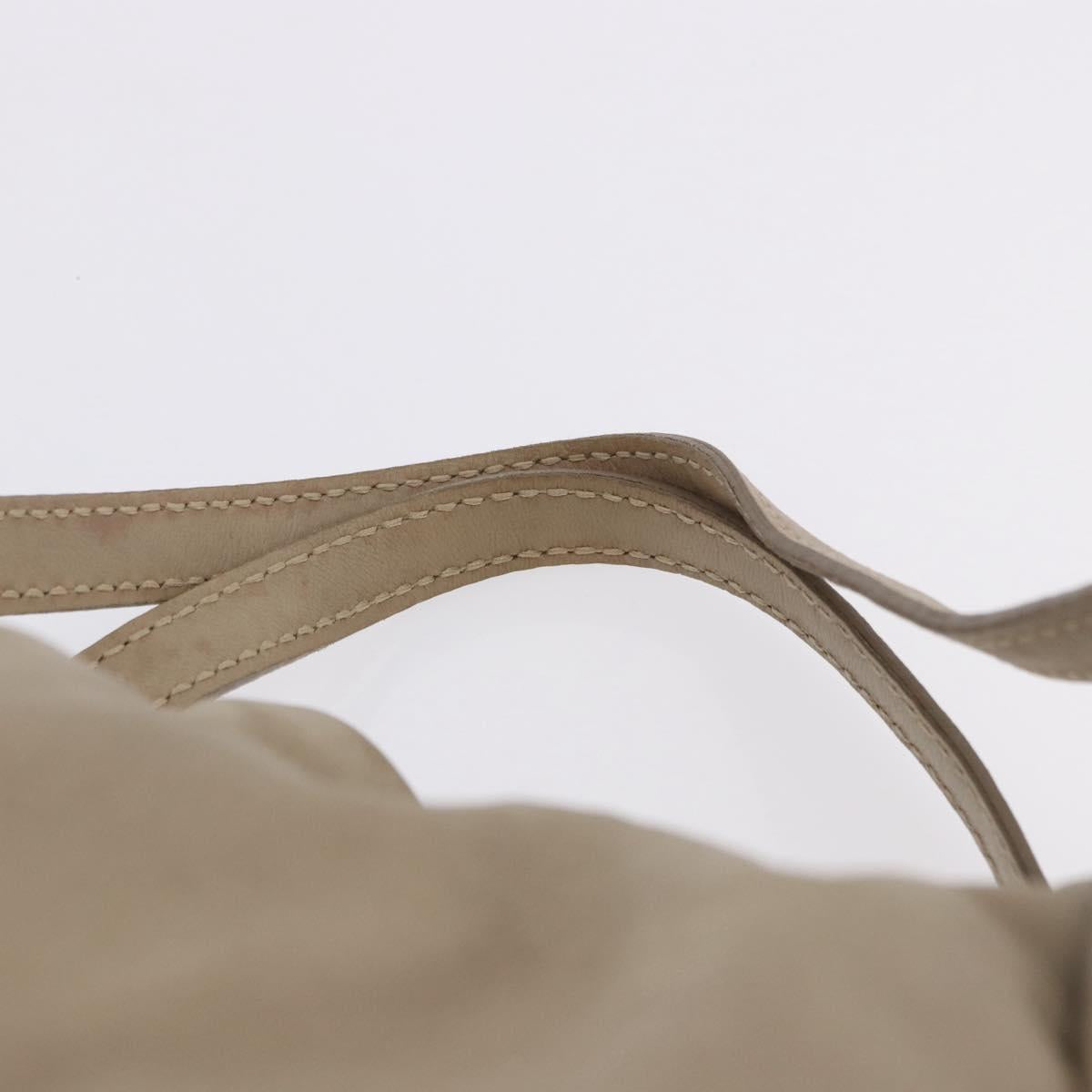 Miu Miu Tote Bag Leather Beige Gold Tone Auth 198364A