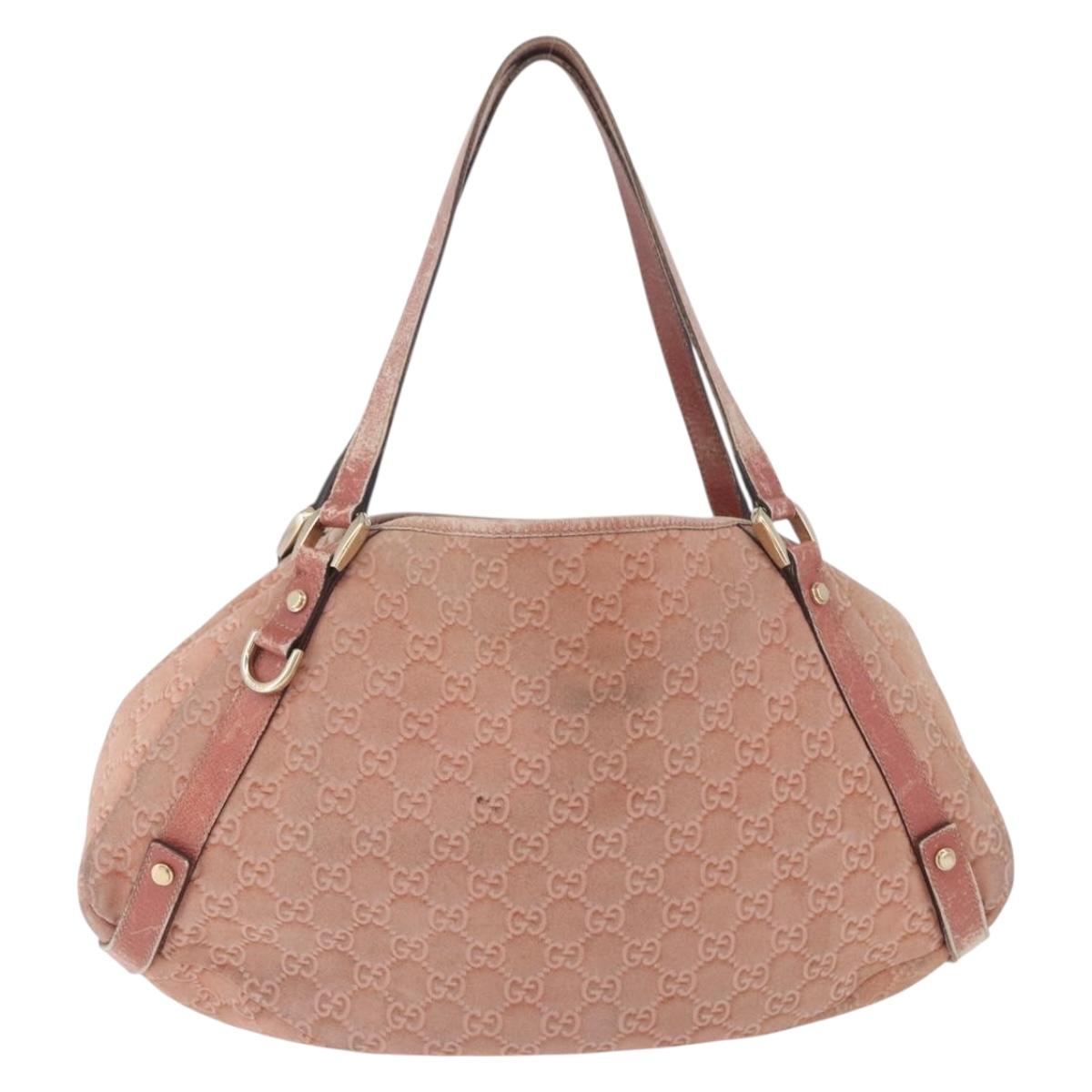 GUCCI GuccissimaGG Abby Sookie Tote Bag Suede Pink Gold Tone 130736 Auth 198365