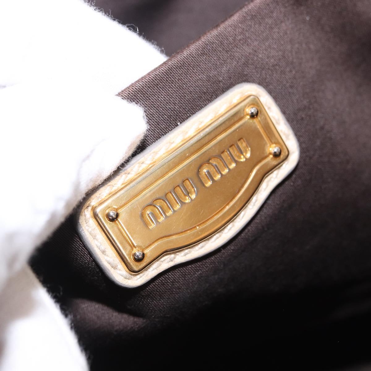 Miu Miu Tote Bag Vitello Lux Leather Beige Gold Auth 198369M