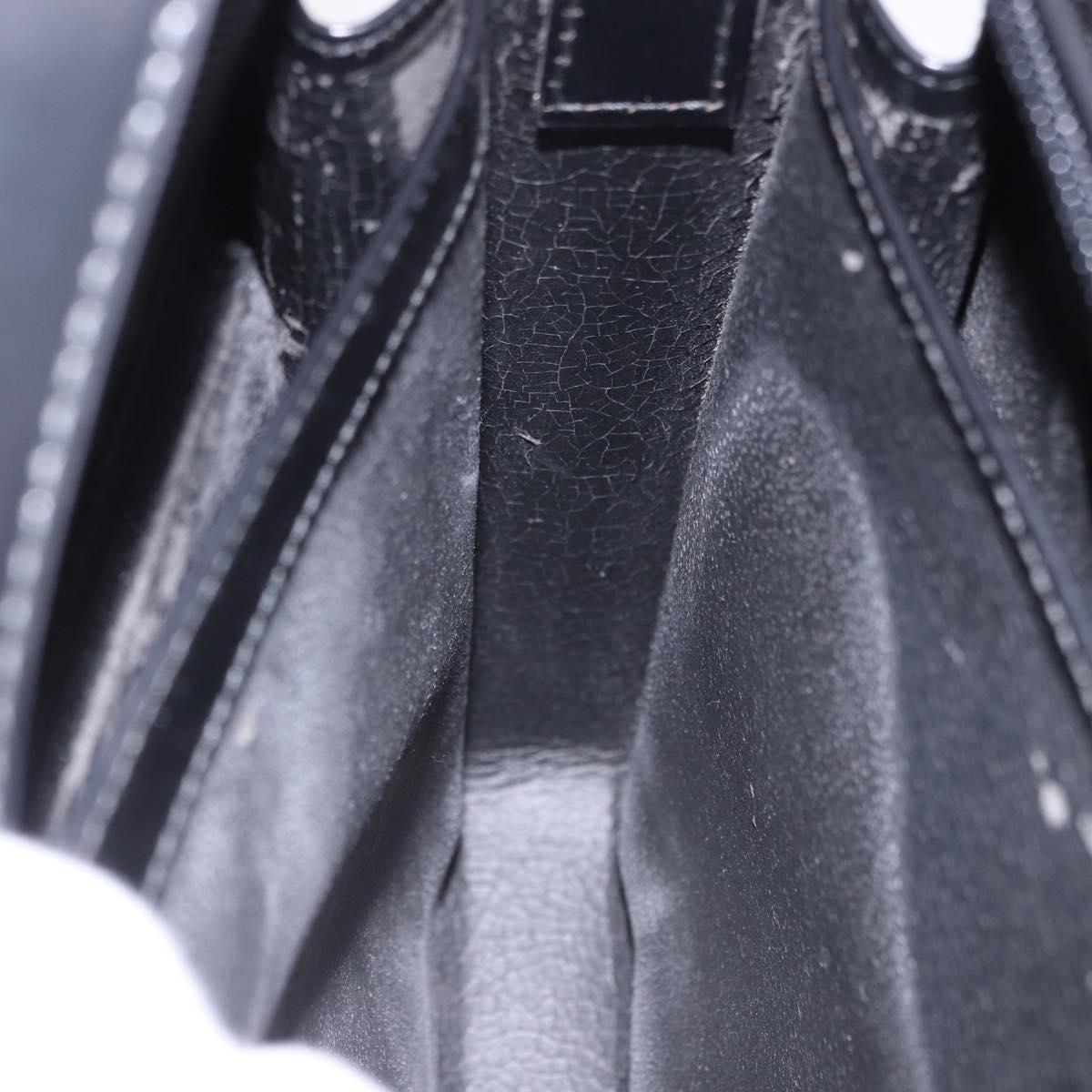 GUCCI Shoulder Bag Patent Black Silver 007 2046 Auth 198371