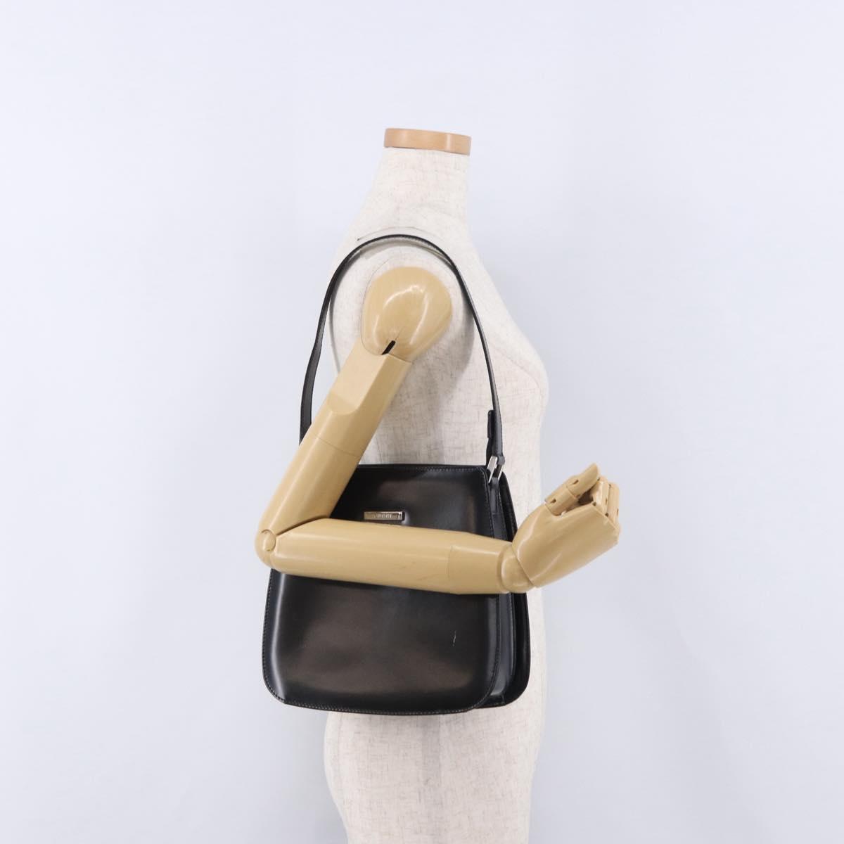 GUCCI Shoulder Bag Patent Black Silver 007 2046 Auth 198371