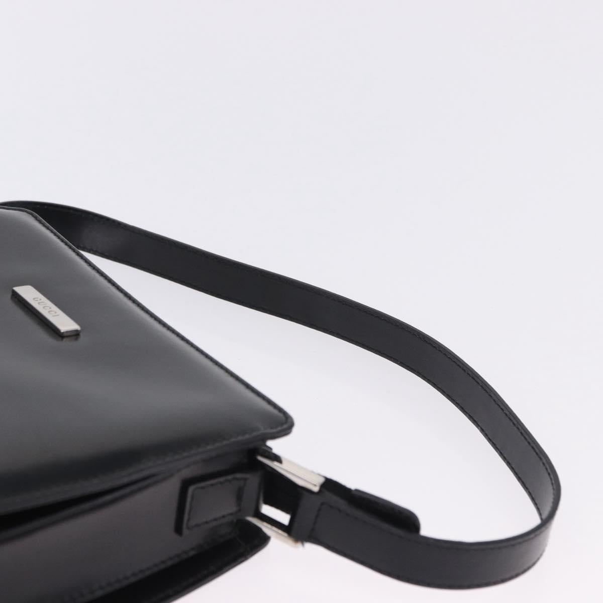 GUCCI Shoulder Bag Patent Black Silver 007 2046 Auth 198371