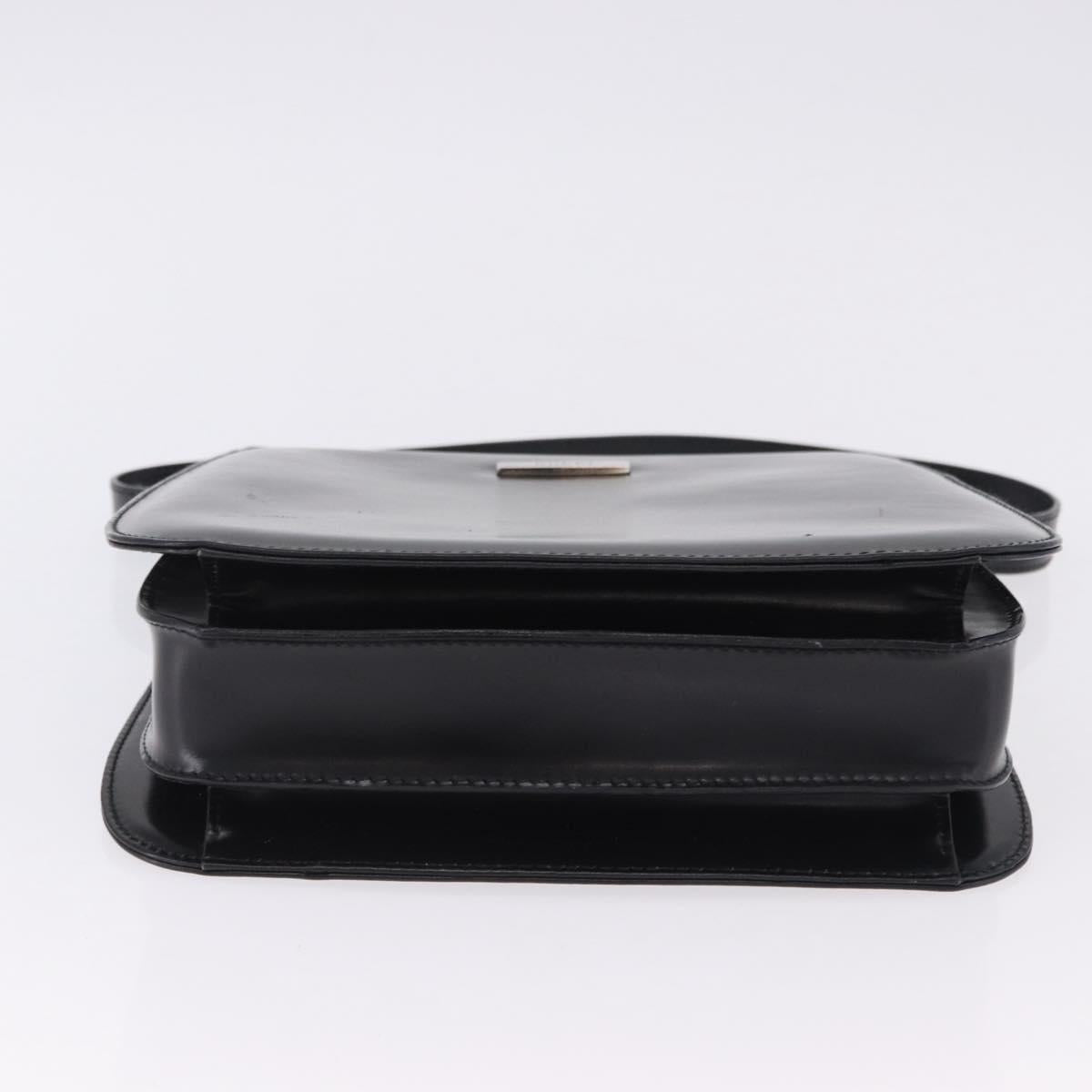 GUCCI Shoulder Bag Patent Black Silver 007 2046 Auth 198371