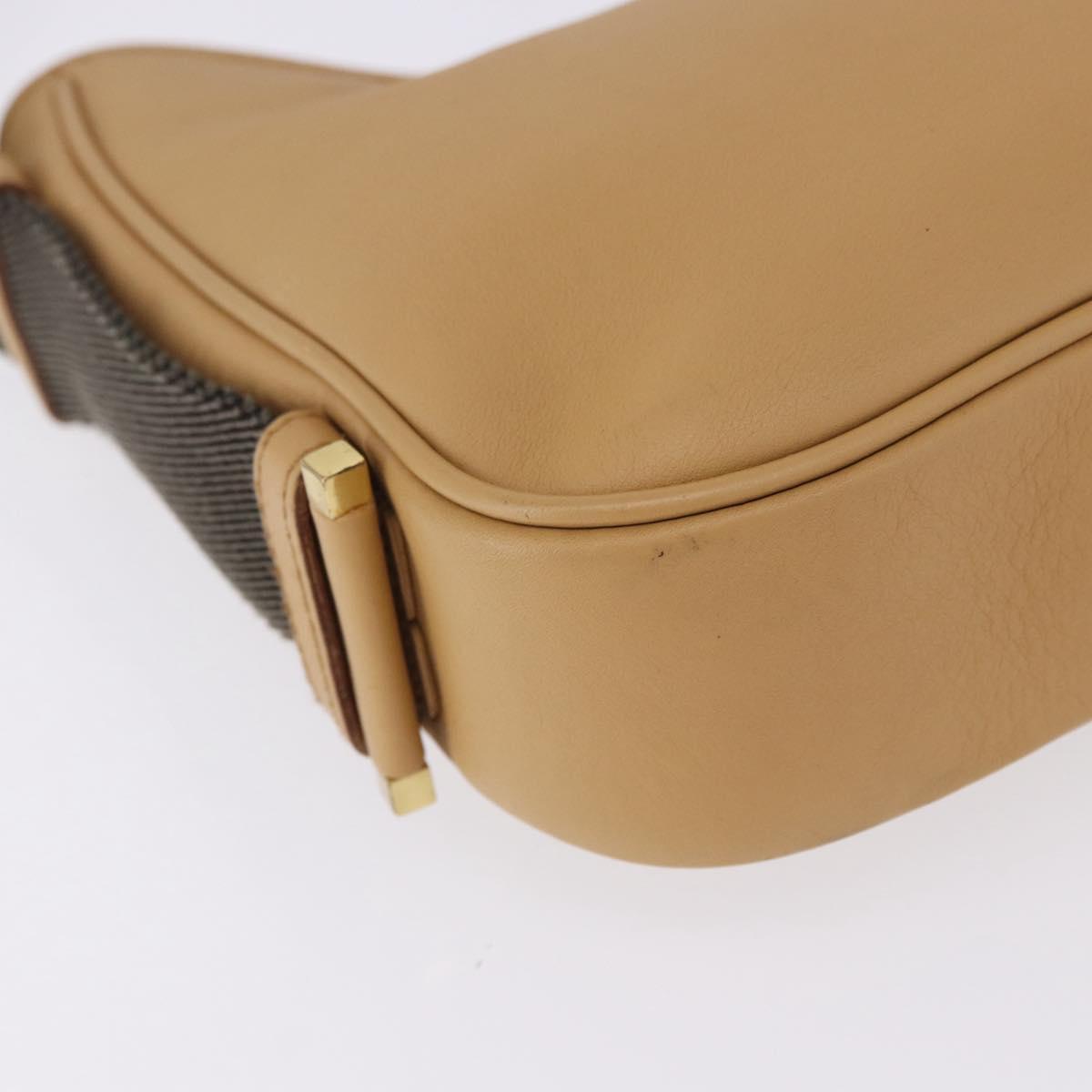 GUCCI Jackie Shoulder Bag Leather Beige Gold Tone 92786 Auth 198372A