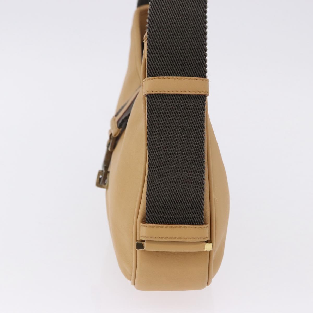 GUCCI Jackie Shoulder Bag Leather Beige Gold Tone 92786 Auth 198372A