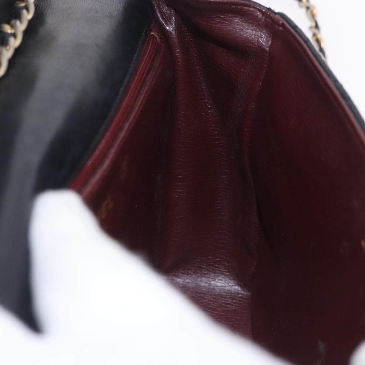 CHANEL Matelasse Chain Shoulder Bag Lamb Skin Black Gold Tone CC Auth 198373V