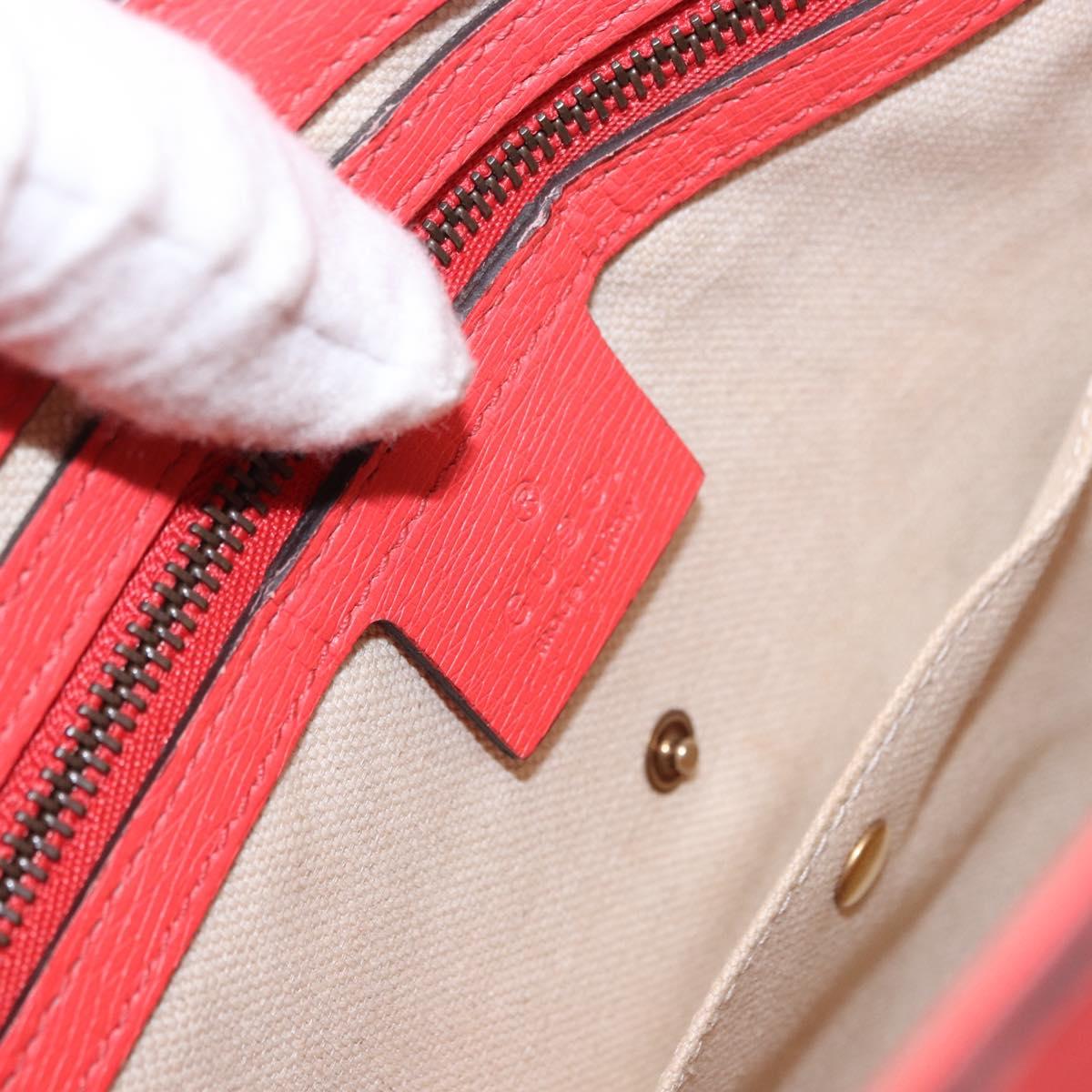 GUCCI Hand Bag Leather 2way Red Gold 319795 Auth 198375V