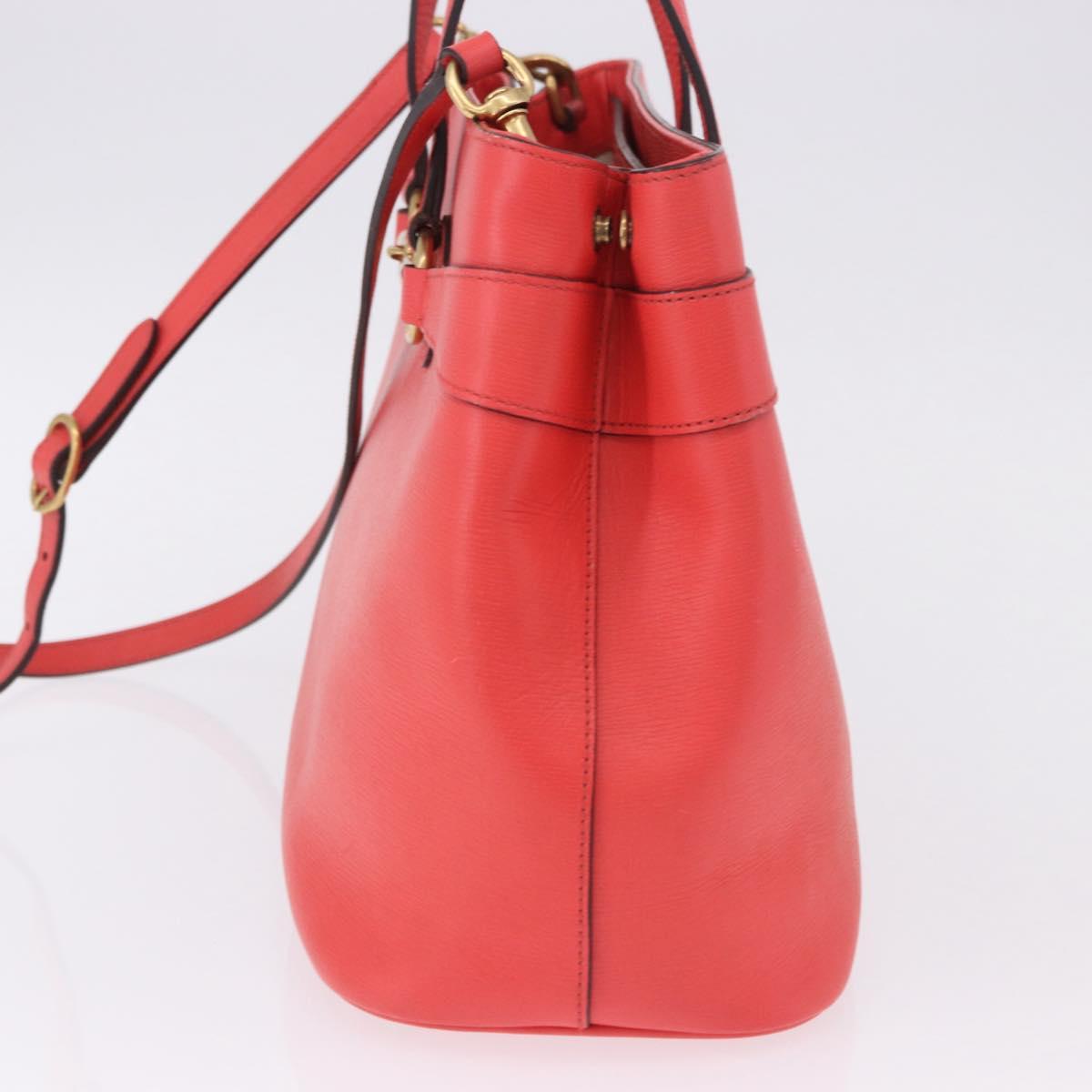 GUCCI Hand Bag Leather 2way Red Gold 319795 Auth 198375V