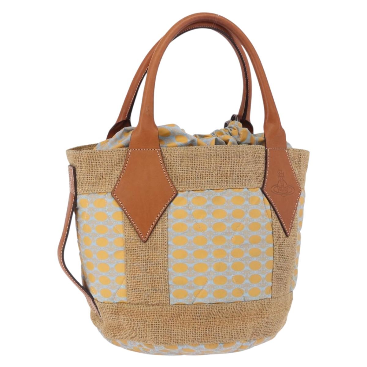 Vivienne Westwood Hand Bag Straw Light Blue Beige Auth 198376
