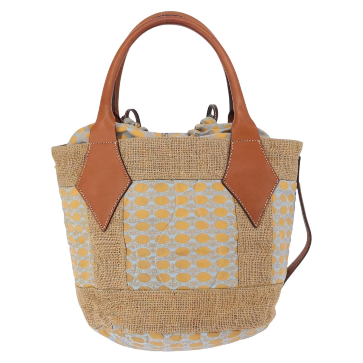 Vivienne Westwood Hand Bag Straw Light Blue Beige Auth 198376