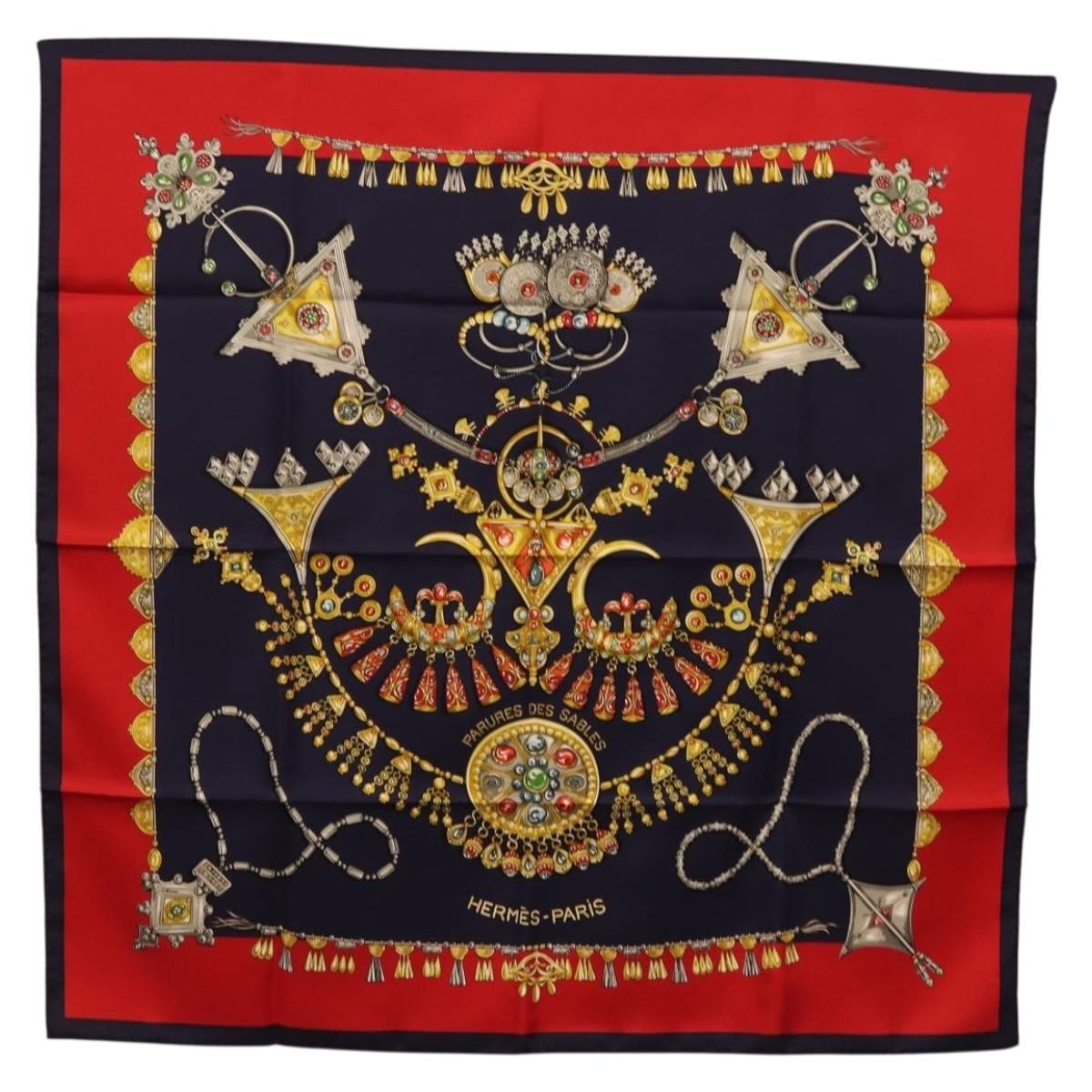 HERMES Carre 90 Scarf Silk Navy Auth 198381M