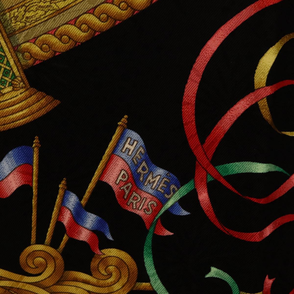 HERMES Carre 90 Scarf Silk Black Auth 198384M