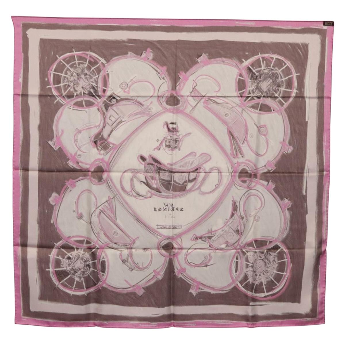 HERMES Carre 90 Scarf Silk Pink Auth 198386M