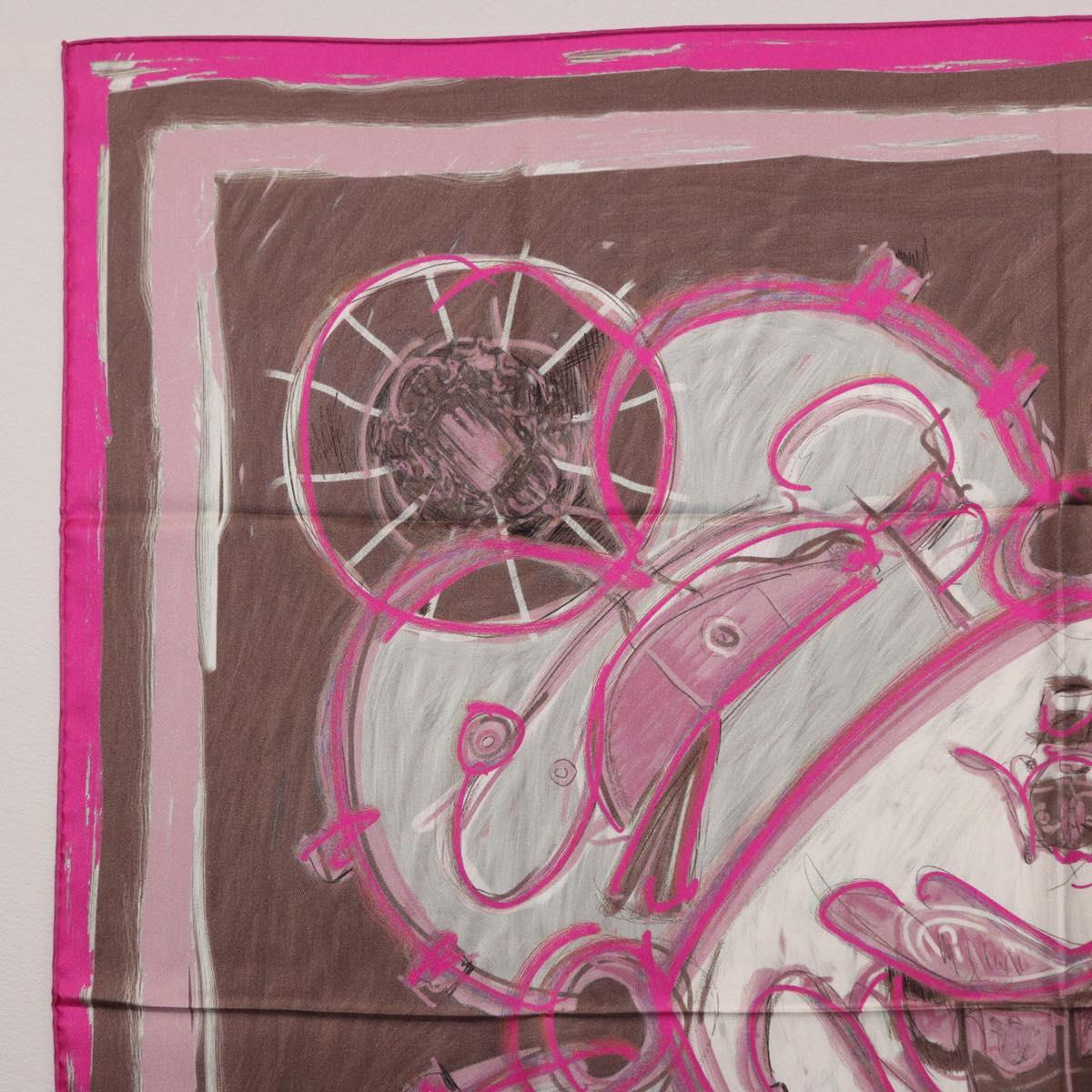 HERMES Carre 90 Scarf Silk Pink Auth 198386M
