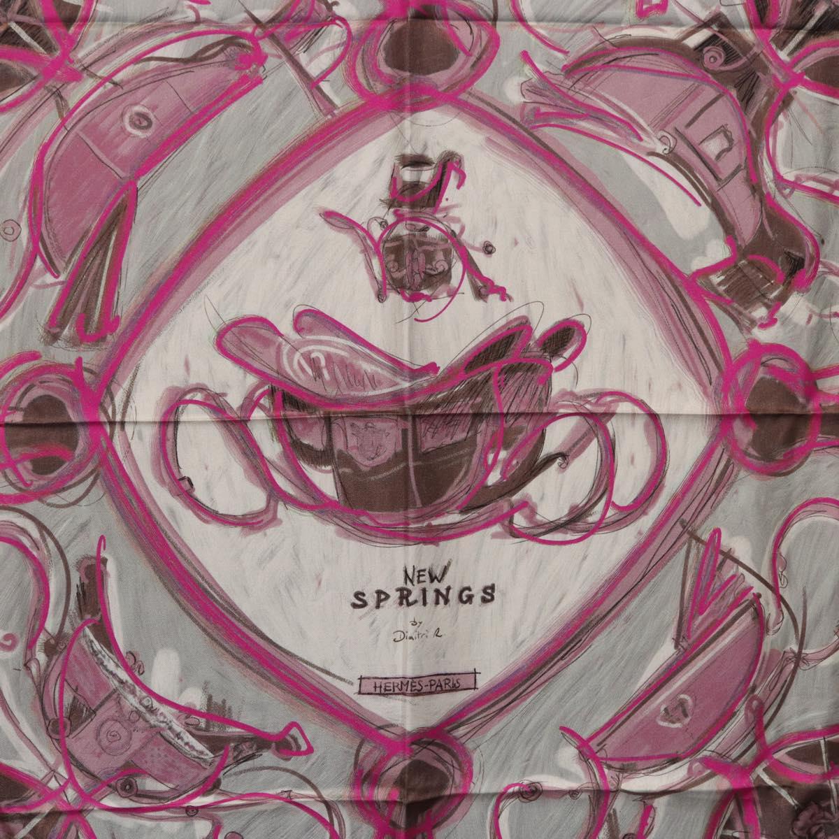 HERMES Carre 90 Scarf Silk Pink Auth 198386M