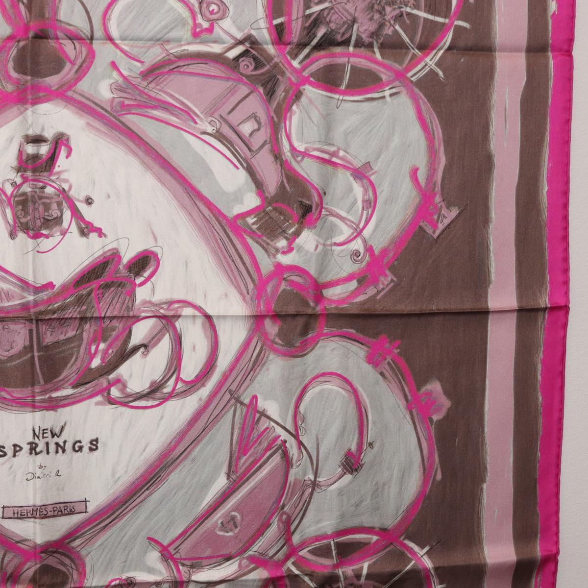 HERMES Carre 90 Scarf Silk Pink Auth 198386M