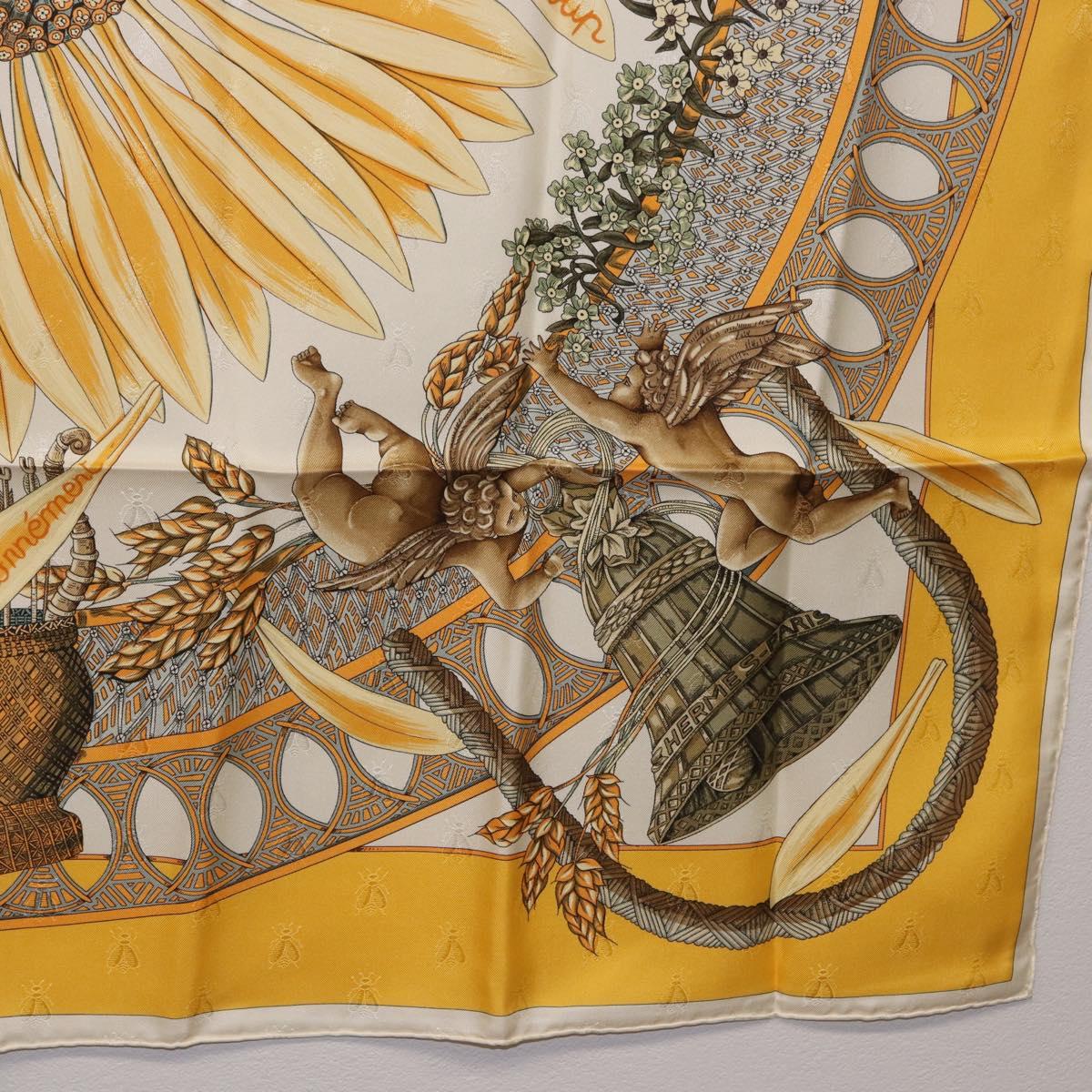 HERMES Carre 90 Scarf Silk Yellow Auth 198387M