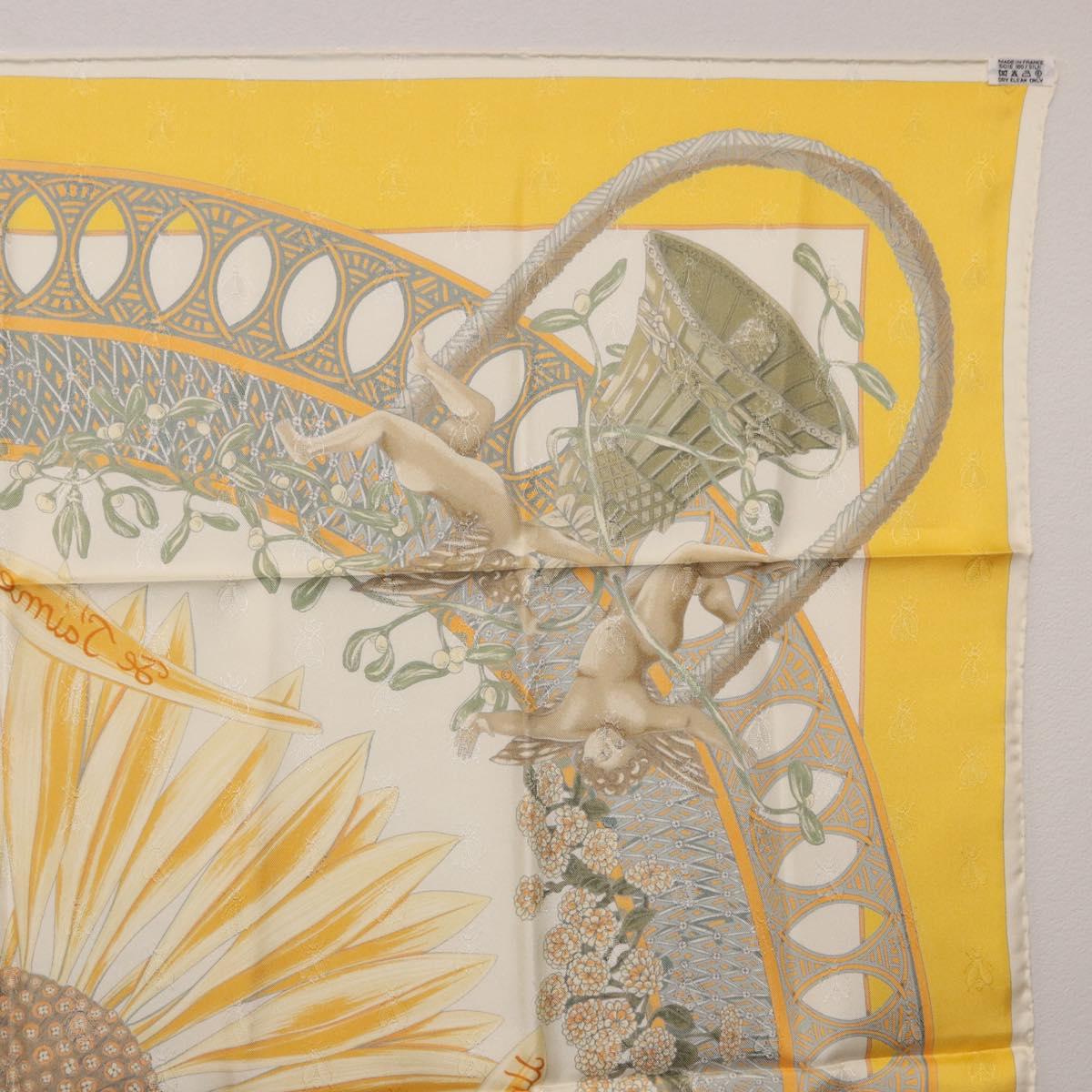 HERMES Carre 90 Scarf Silk Yellow Auth 198387M