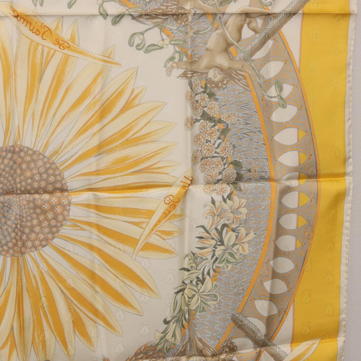 HERMES Carre 90 Scarf Silk Yellow Auth 198387M