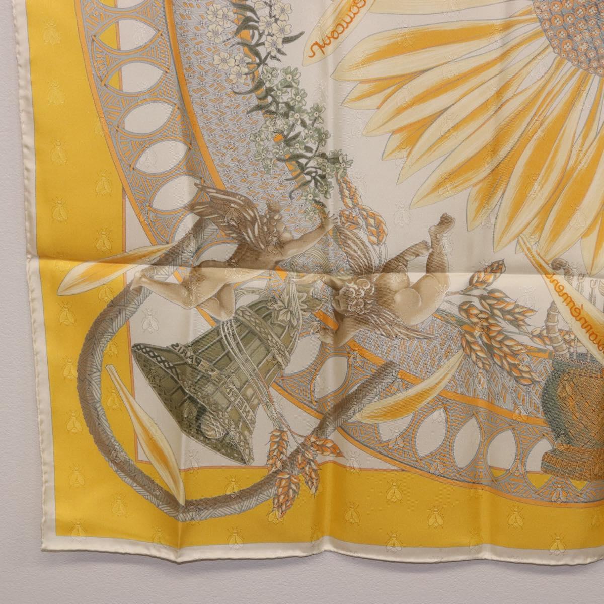 HERMES Carre 90 Scarf Silk Yellow Auth 198387M