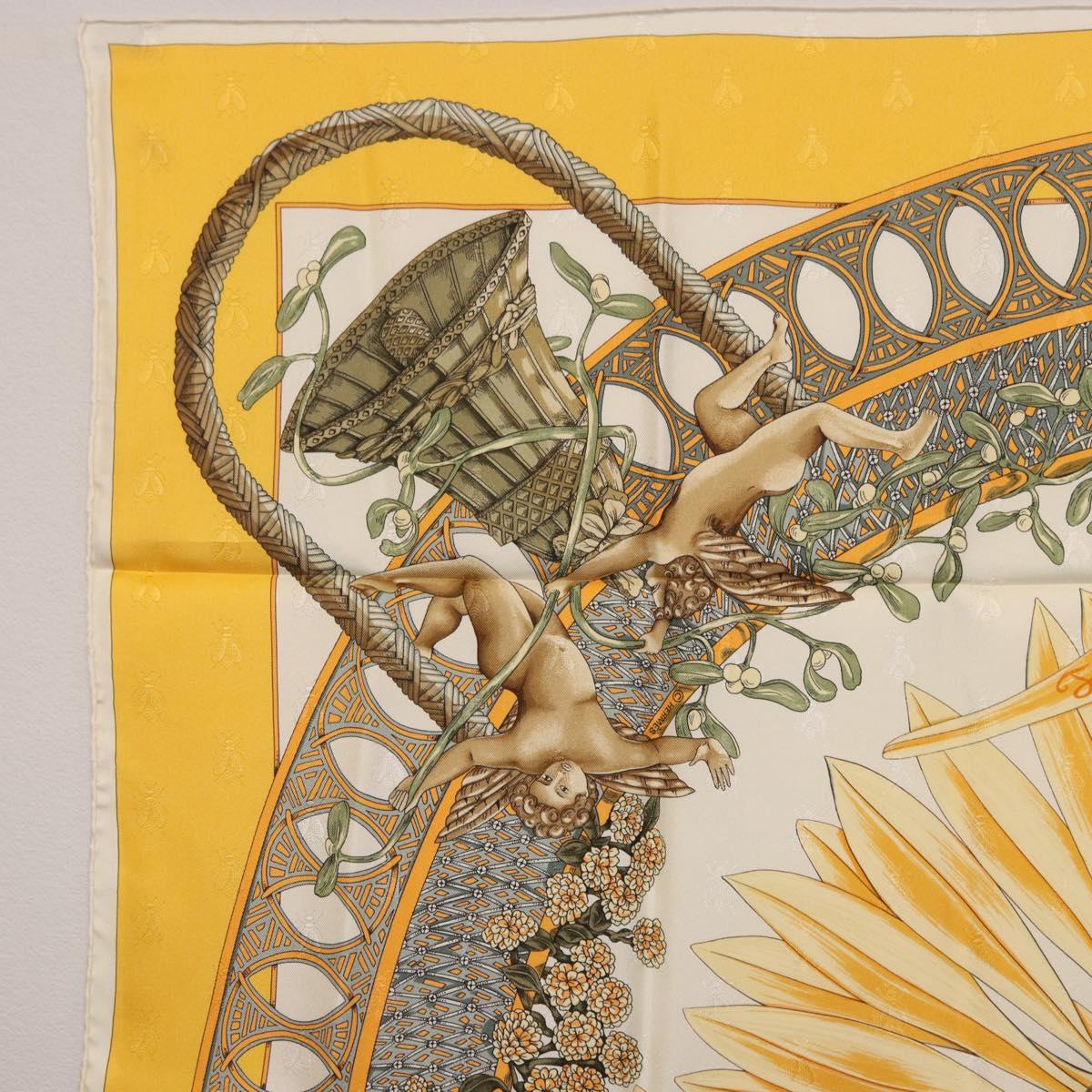 HERMES Carre 90 Scarf Silk Yellow Auth 198387M