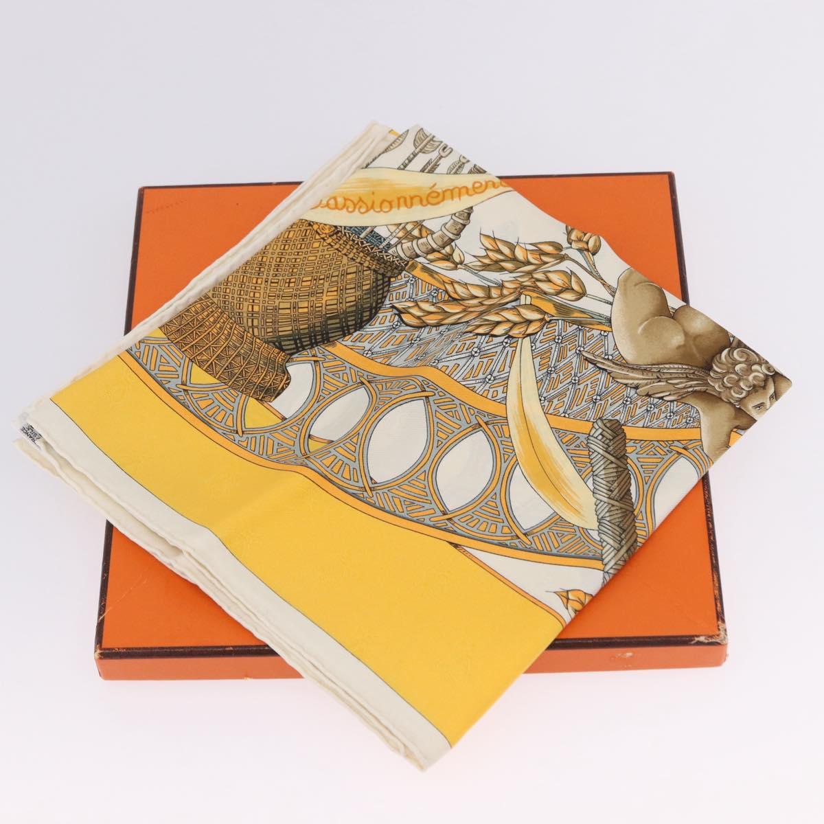 HERMES Carre 90 Scarf Silk Yellow Auth 198387M