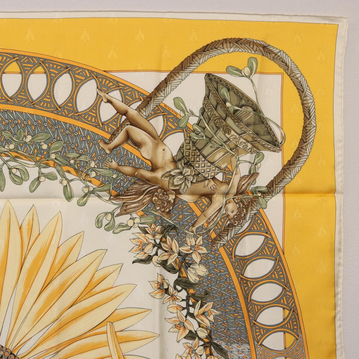 HERMES Carre 90 Scarf Silk Yellow Auth 198387M