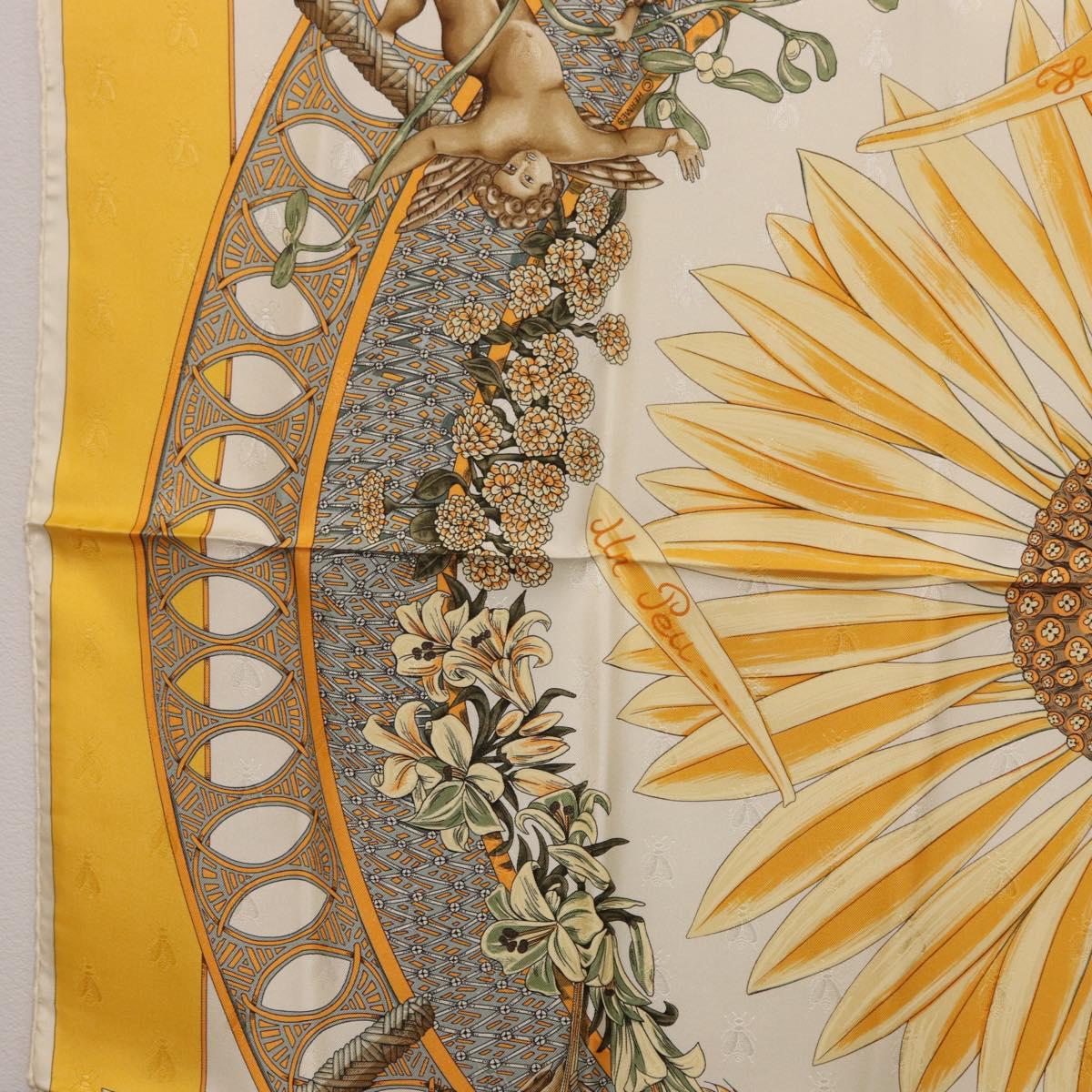 HERMES Carre 90 Scarf Silk Yellow Auth 198387M