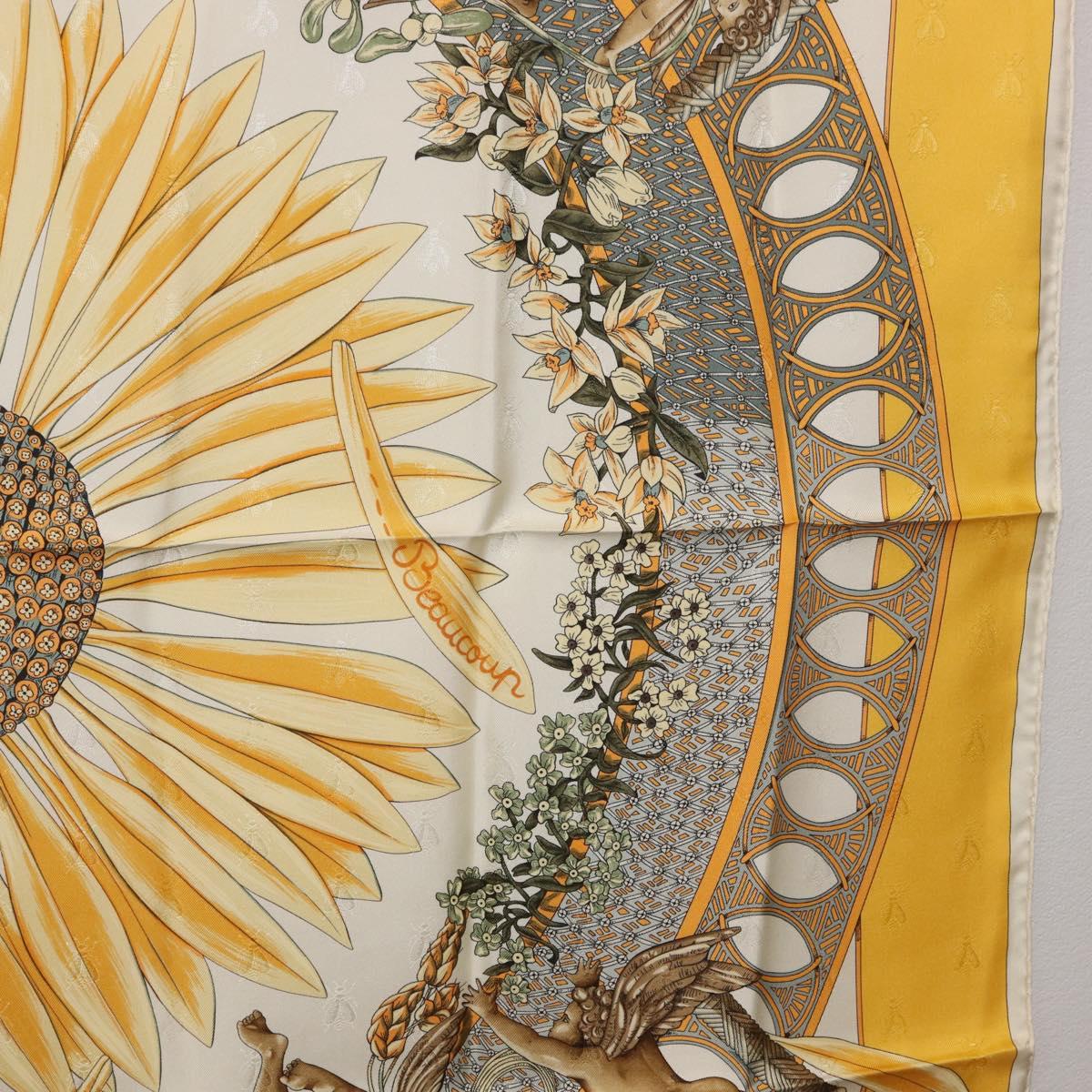 HERMES Carre 90 Scarf Silk Yellow Auth 198387M