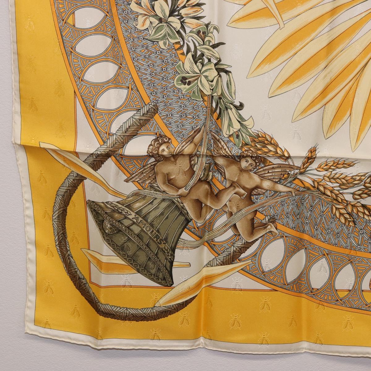 HERMES Carre 90 Scarf Silk Yellow Auth 198387M