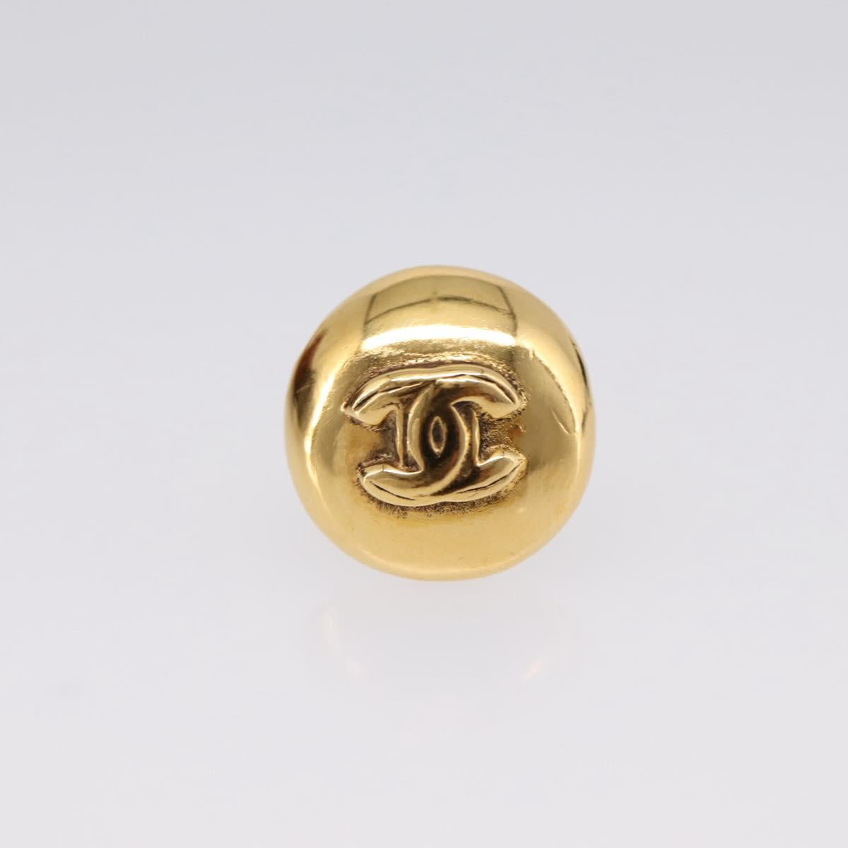 CHANEL COCO Mark Earring Metal Gold Tone CC Auth 198444V