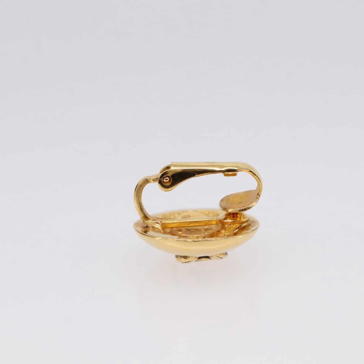 CHANEL COCO Mark Earring Metal Gold Tone CC Auth 198444V