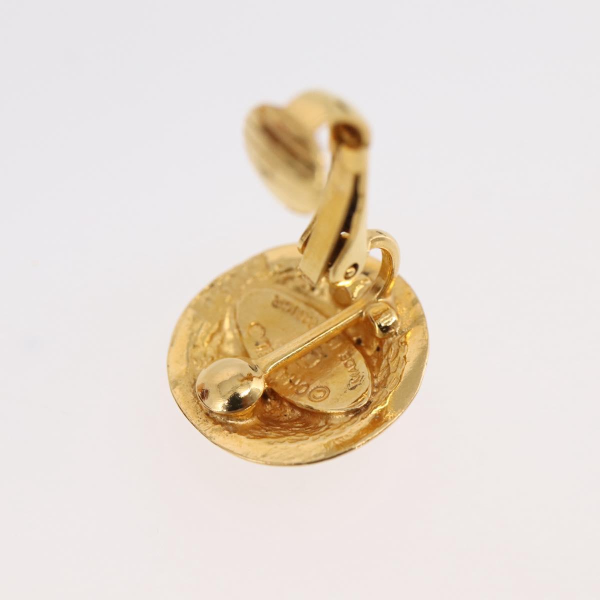 CHANEL COCO Mark Earring Metal Gold Tone CC Auth 198444V