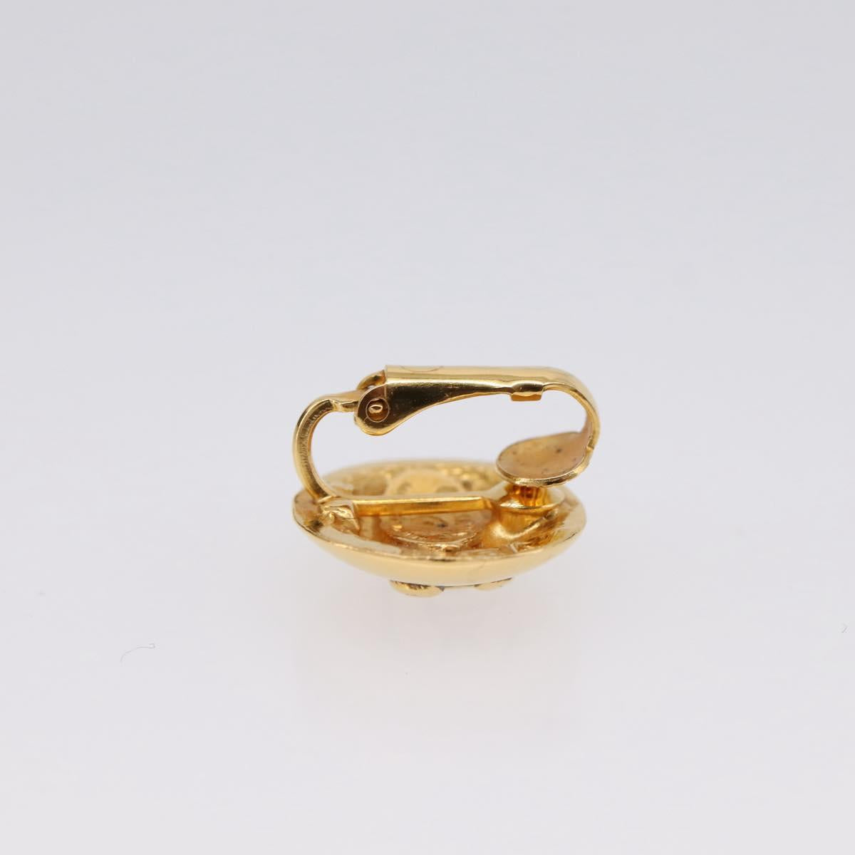 CHANEL COCO Mark Earring Metal Gold Tone CC Auth 198444V