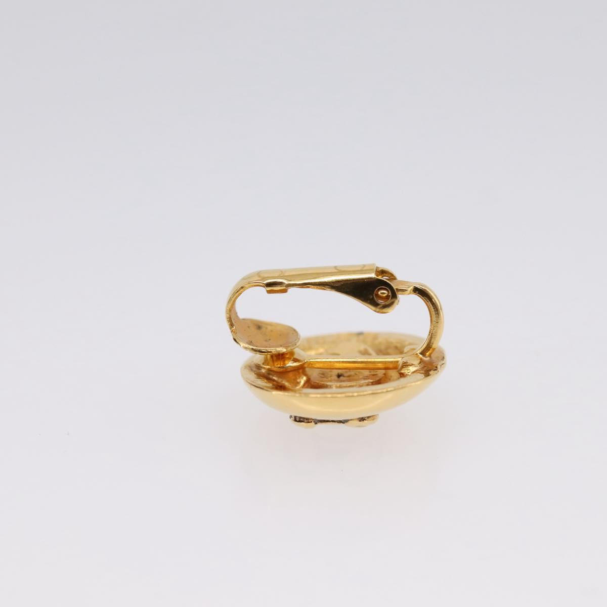 CHANEL COCO Mark Earring Metal Gold Tone CC Auth 198444V