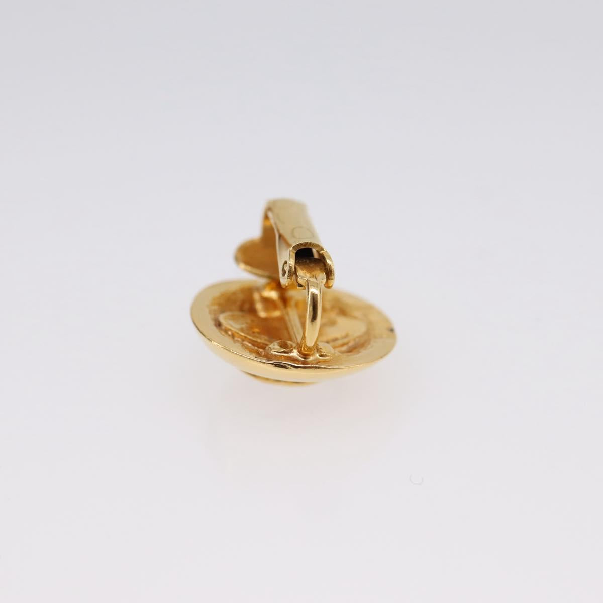 CHANEL COCO Mark Earring Metal Gold Tone CC Auth 198444V