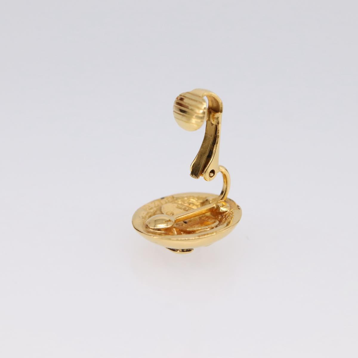 CHANEL COCO Mark Earring Metal Gold Tone CC Auth 198444V