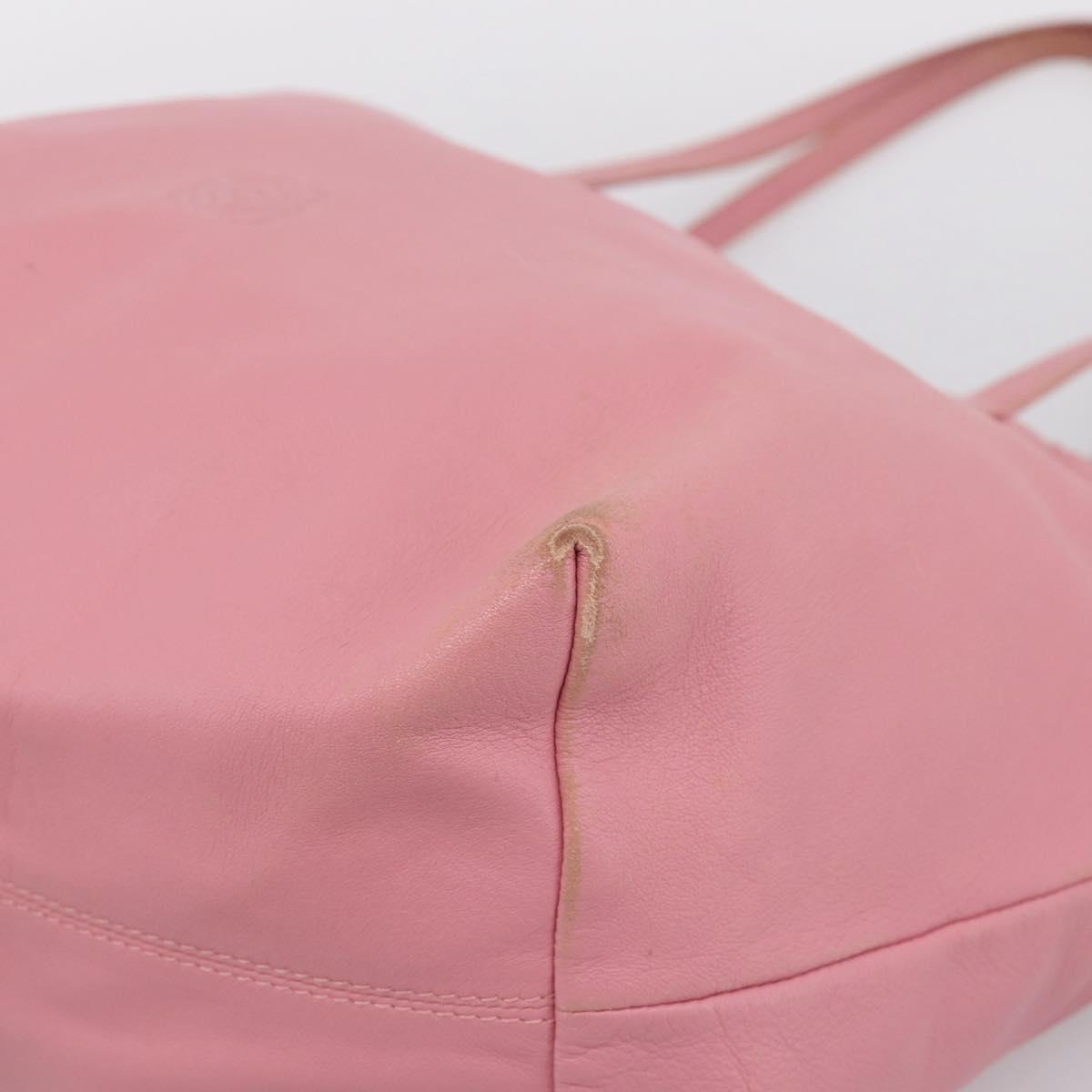 LOEWE Tote Bag Leather Pink Silver Auth 198452