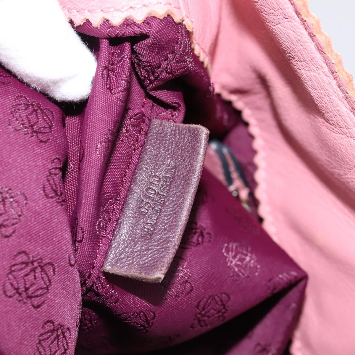 LOEWE Tote Bag Leather Pink Silver Auth 198452