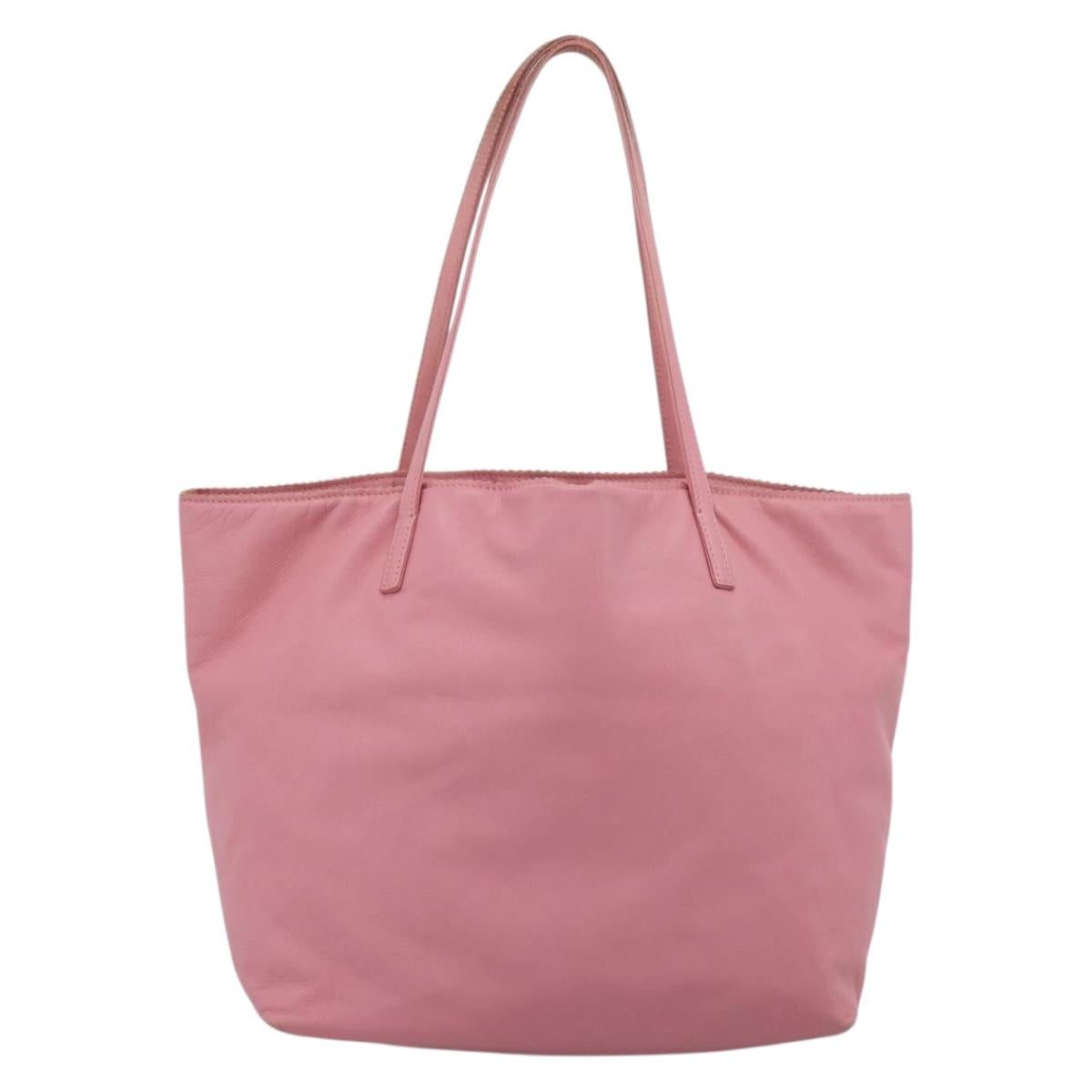 LOEWE Tote Bag Leather Pink Silver Auth 198452