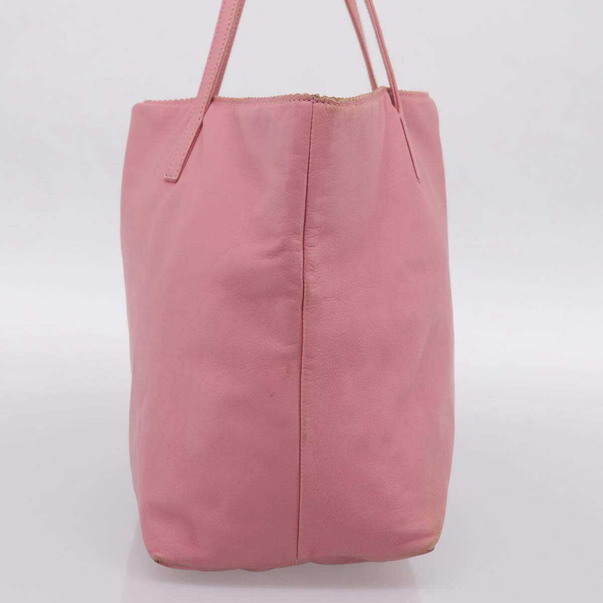 LOEWE Tote Bag Leather Pink Silver Auth 198452