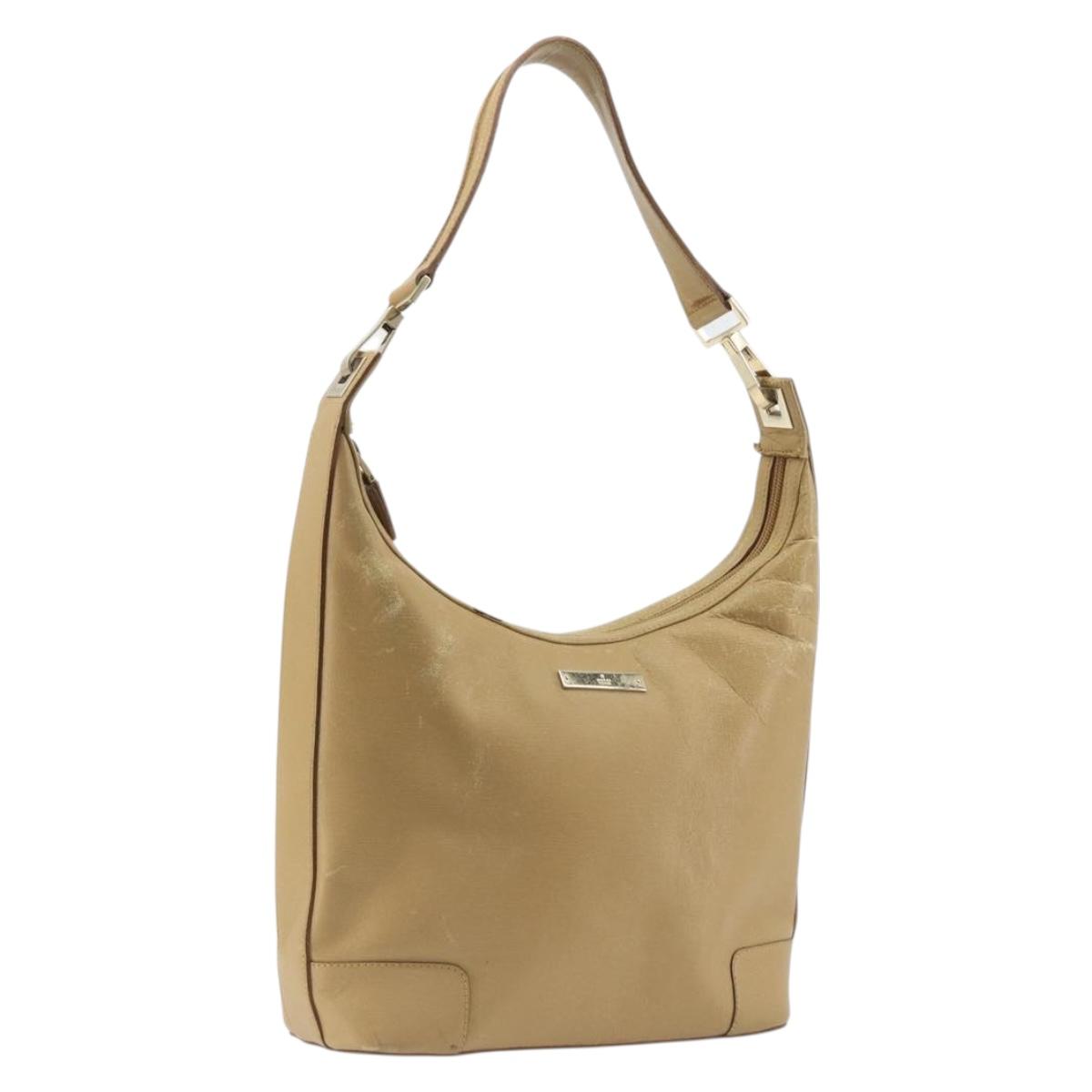 GUCCI Shoulder Bag Leather Beige Gold 001 4204 Auth 198453