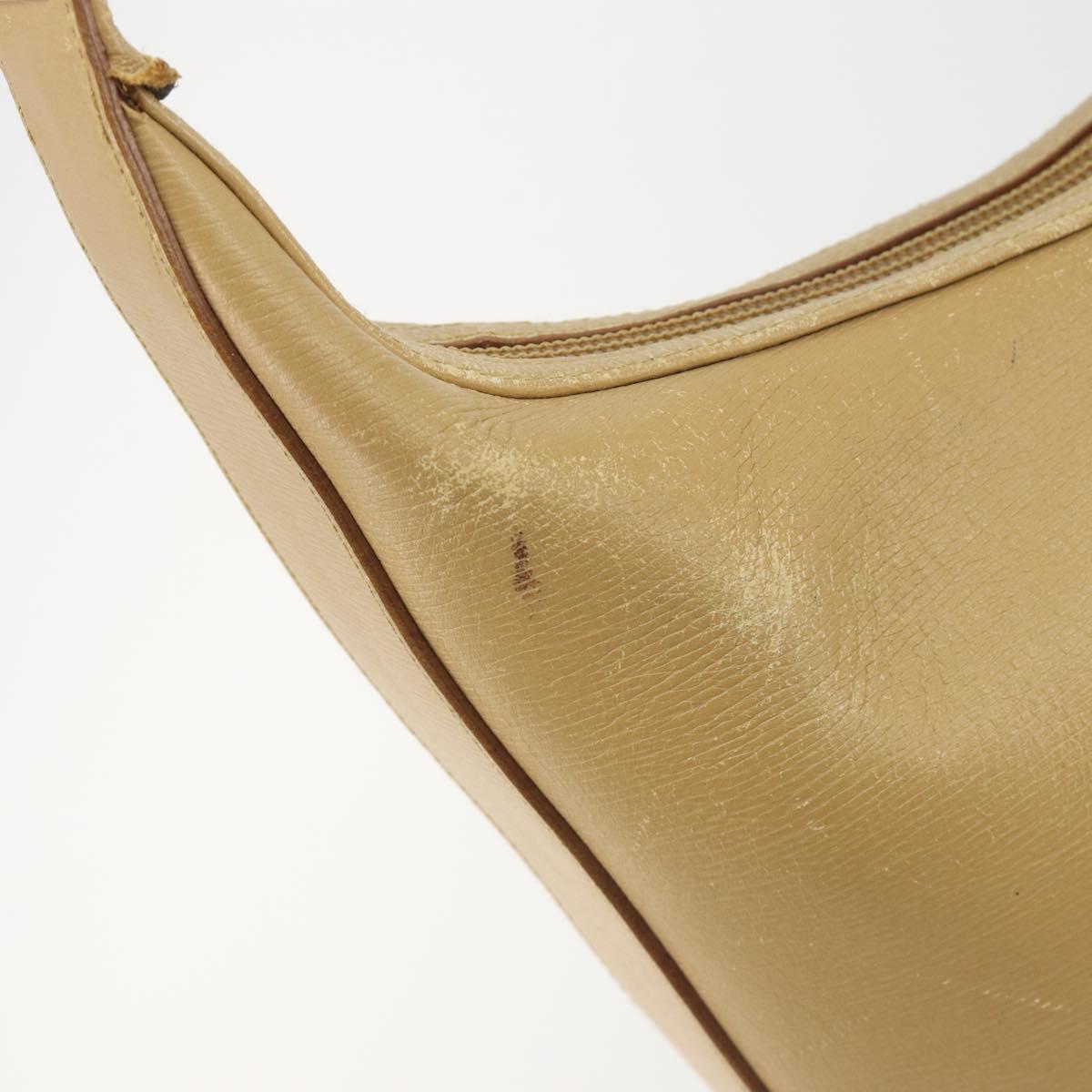 GUCCI Shoulder Bag Leather Beige Gold 001 4204 Auth 198453