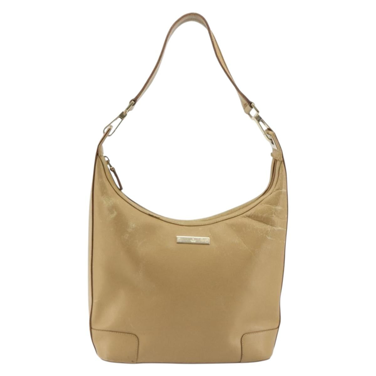 GUCCI Shoulder Bag Leather Beige Gold 001 4204 Auth 198453