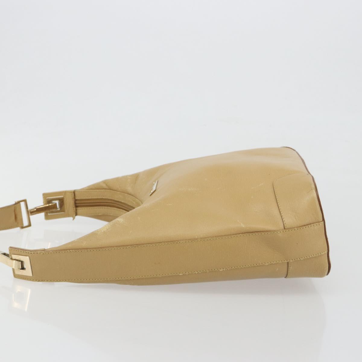 GUCCI Shoulder Bag Leather Beige Gold 001 4204 Auth 198453