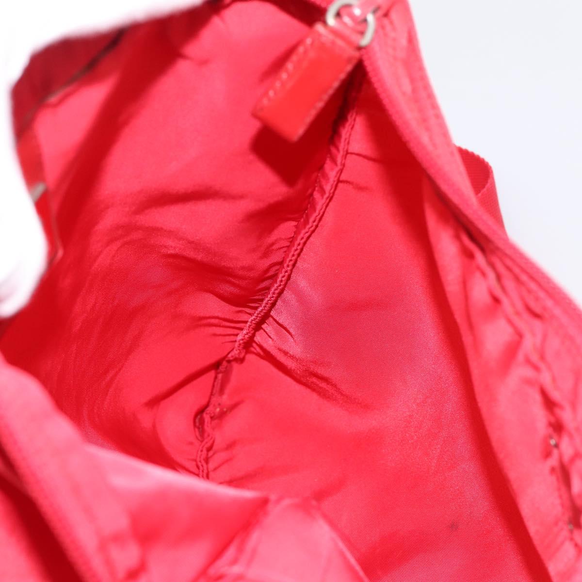 PRADA Shoulder Bag Nylon Red Silver Auth 198455